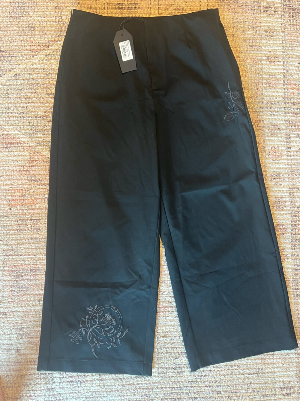 NWT Disturbia Womens Amalthea Embroidered Tailored Wide Leg Trousers Pants Sz 12